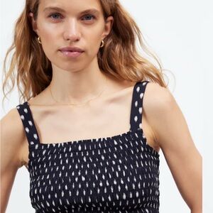 Madewell Smocked Tank Top in Shabori Dot print - new with tags size 4
